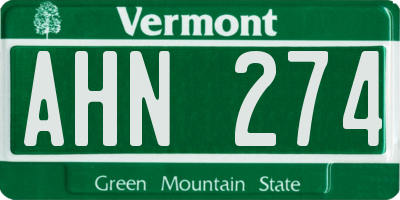 VT license plate AHN274
