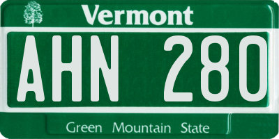 VT license plate AHN280
