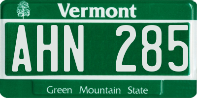 VT license plate AHN285