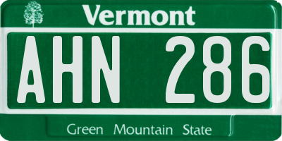 VT license plate AHN286