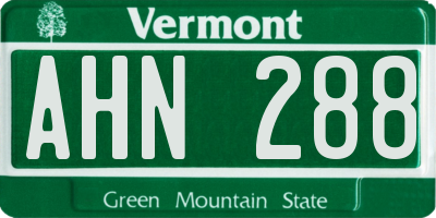 VT license plate AHN288