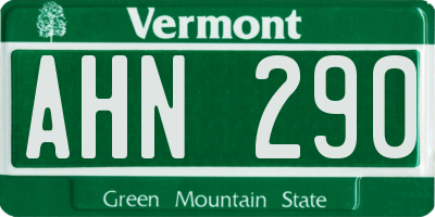 VT license plate AHN290