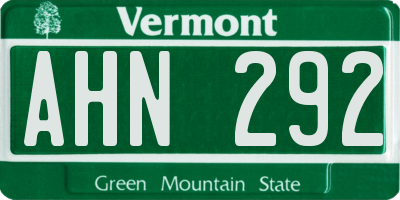 VT license plate AHN292
