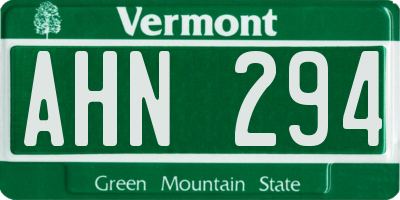 VT license plate AHN294