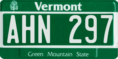 VT license plate AHN297