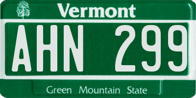VT license plate AHN299