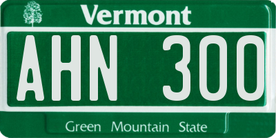 VT license plate AHN300