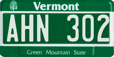 VT license plate AHN302