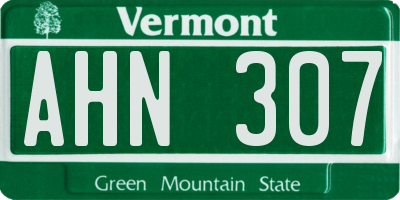 VT license plate AHN307