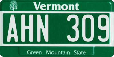 VT license plate AHN309