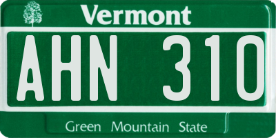 VT license plate AHN310