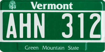 VT license plate AHN312