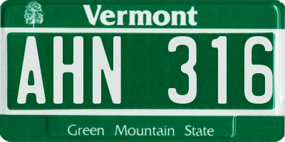 VT license plate AHN316