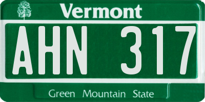 VT license plate AHN317