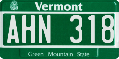 VT license plate AHN318