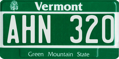 VT license plate AHN320