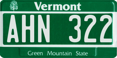 VT license plate AHN322