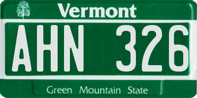VT license plate AHN326