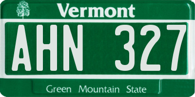 VT license plate AHN327