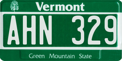 VT license plate AHN329