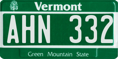 VT license plate AHN332