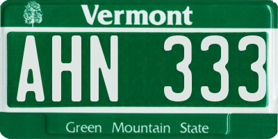 VT license plate AHN333