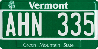 VT license plate AHN335