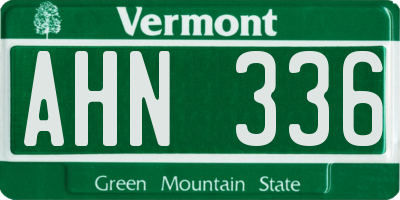 VT license plate AHN336