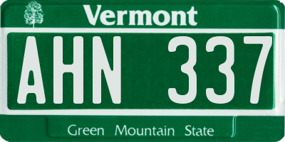 VT license plate AHN337