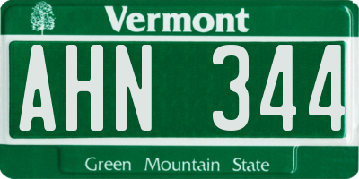 VT license plate AHN344