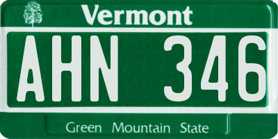 VT license plate AHN346