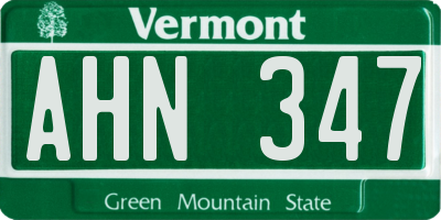 VT license plate AHN347