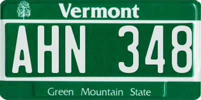 VT license plate AHN348