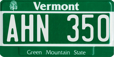VT license plate AHN350