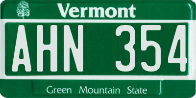 VT license plate AHN354