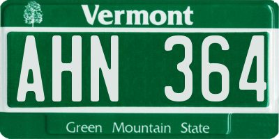 VT license plate AHN364
