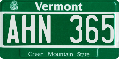 VT license plate AHN365