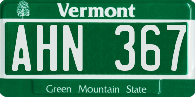 VT license plate AHN367