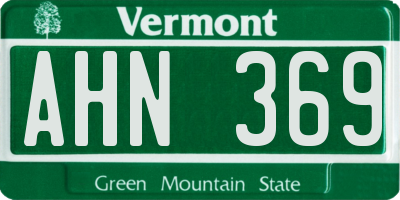VT license plate AHN369