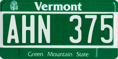 VT license plate AHN375