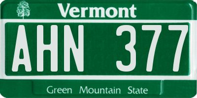 VT license plate AHN377