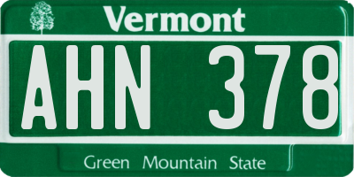 VT license plate AHN378