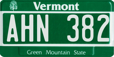 VT license plate AHN382
