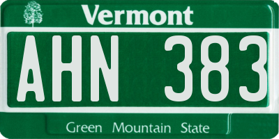 VT license plate AHN383