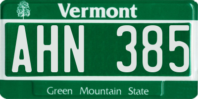 VT license plate AHN385