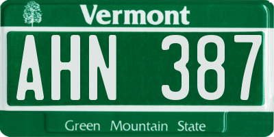 VT license plate AHN387