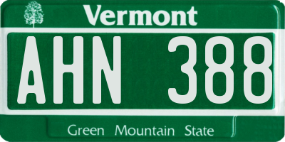 VT license plate AHN388