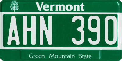 VT license plate AHN390