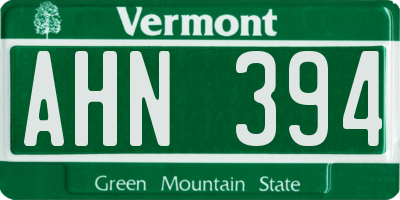 VT license plate AHN394