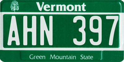 VT license plate AHN397